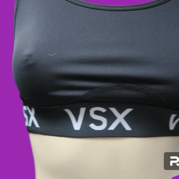Victoria's Secret Victoria Sport VSX racerback sports bra in black and white S - Picture 6 of 8